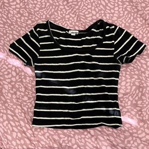 Black & White Striped Crop Top